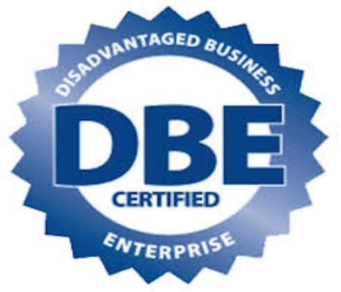 The certified Disadvantaged Business Enterprise logo displays. 
