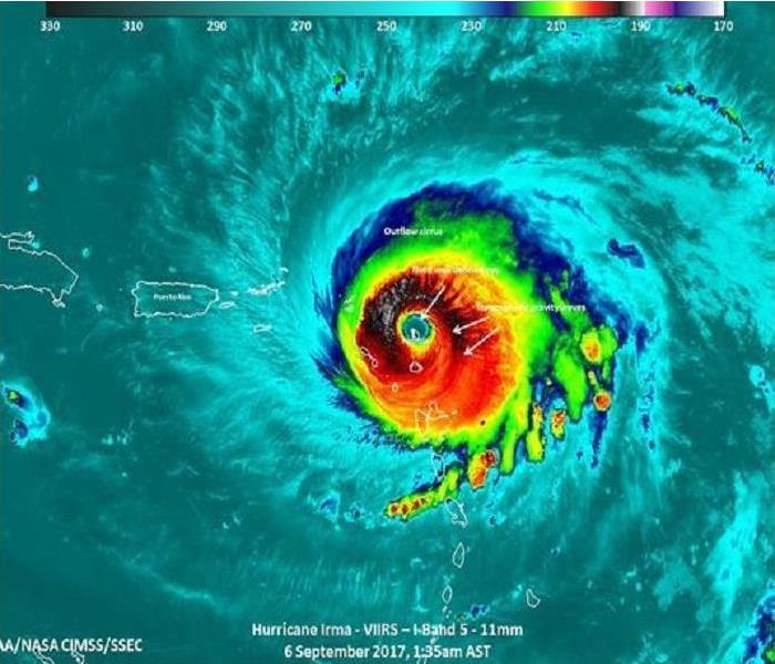 Hurricane Irma displays the rath of the storm through its eye.