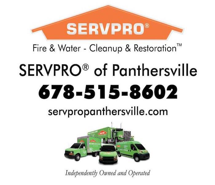 The logo for SERVPRO of Panthersville displays its trademark, phone number, and URL.
